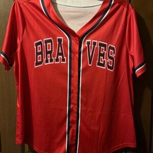 Morgan Wallen 98 Braves Women's Pink Button-Up Jersey